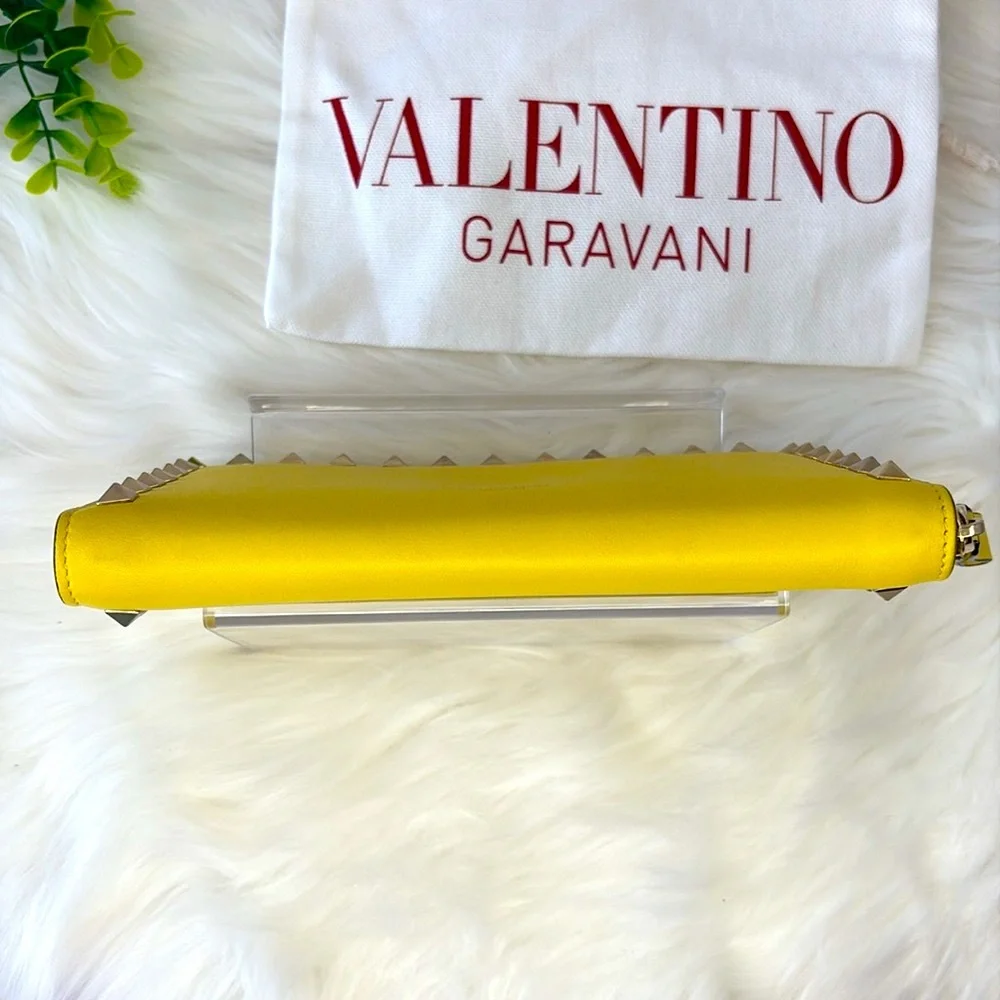Valentino Garavani Yellow‎ Rock Stud Zipper Wallet